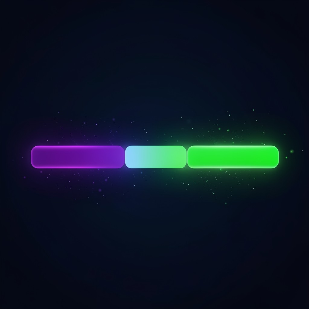 Abstract timeline bars in green and blue representing epoch progression on dark screen